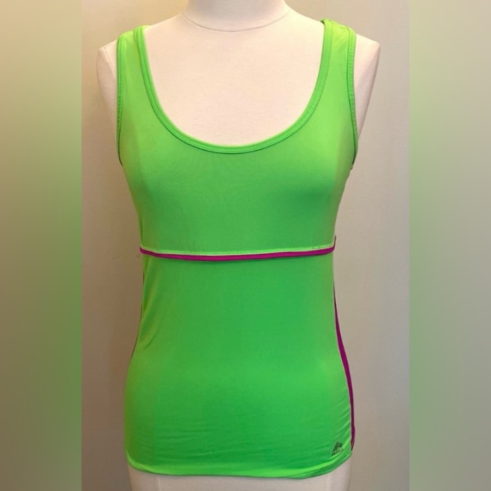 RBX Lime Green Purple L Athletic Sporty Athleisure Workout Racer Back Tank Top